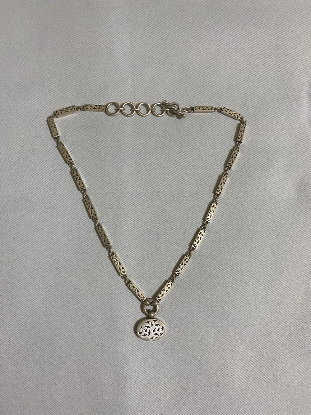 LOIS HILL Necklace Hefty 18" 925 Sterling Silver Artisan Design w Toggle Clasp - Picture 2 of 9